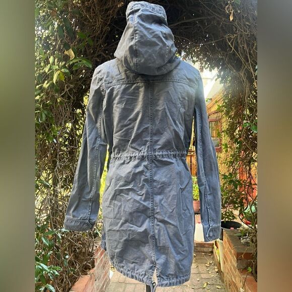 AMERICAN EAGLE DISTRESSED CANVAS UTILITY JACKET HOODED PARKA COAT FADED GRAY S - Picture 11 of 13